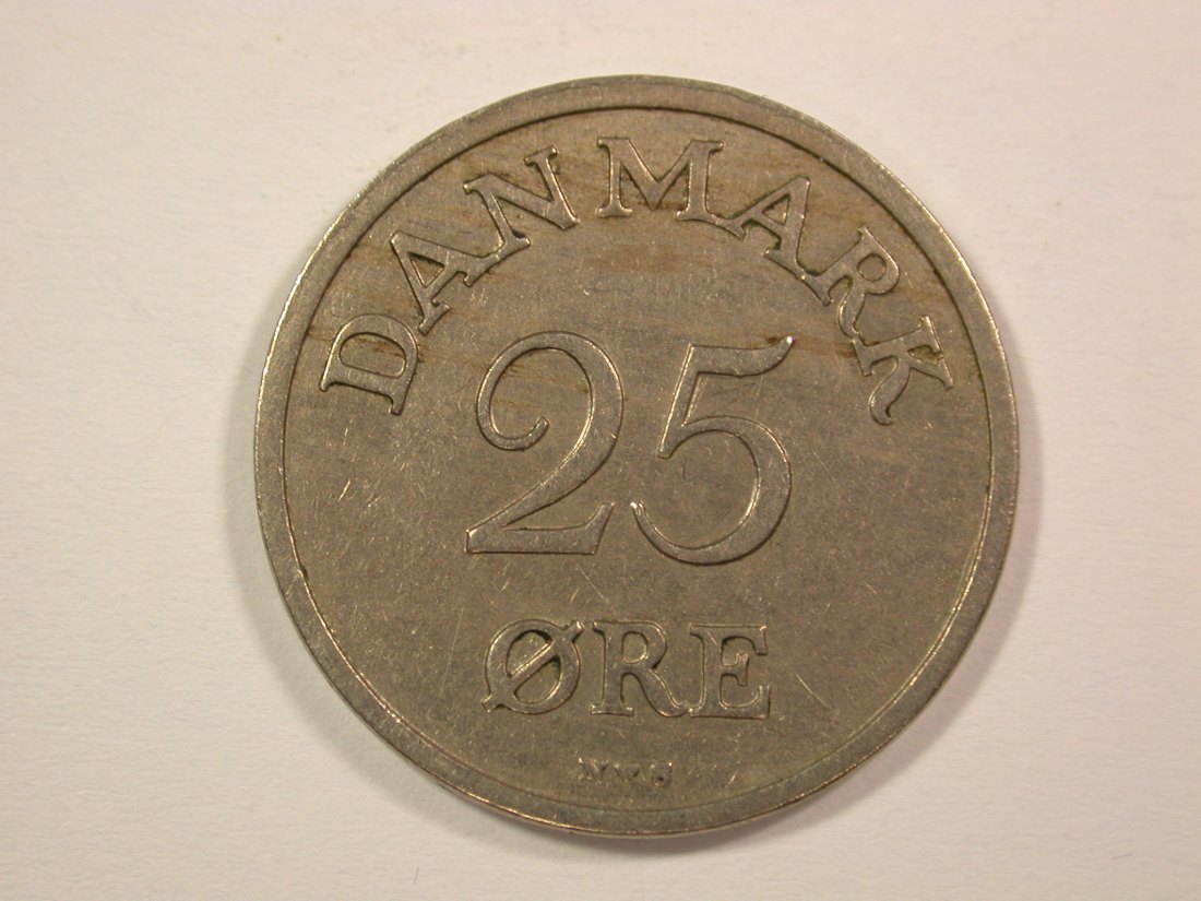 14009 Dänemark 25 Öre 1952 in vz/vz+ Orginalbilder