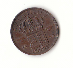 20 Centimes Belgien ( Belgique ) 1958 (F360)