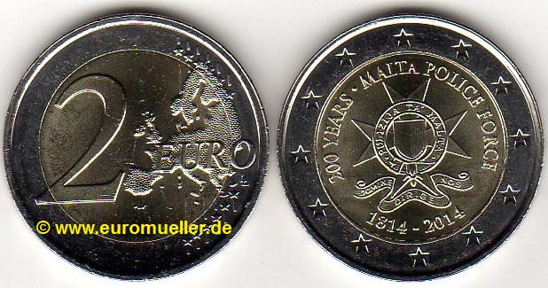 Malta 2 Euro Sondermünze 2014...Polizei...unc.   