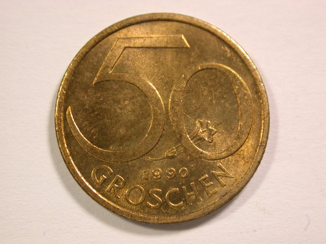  14304  Österreich 50 Groschen 1990 in f.prägefrisch  Orginalbilder   