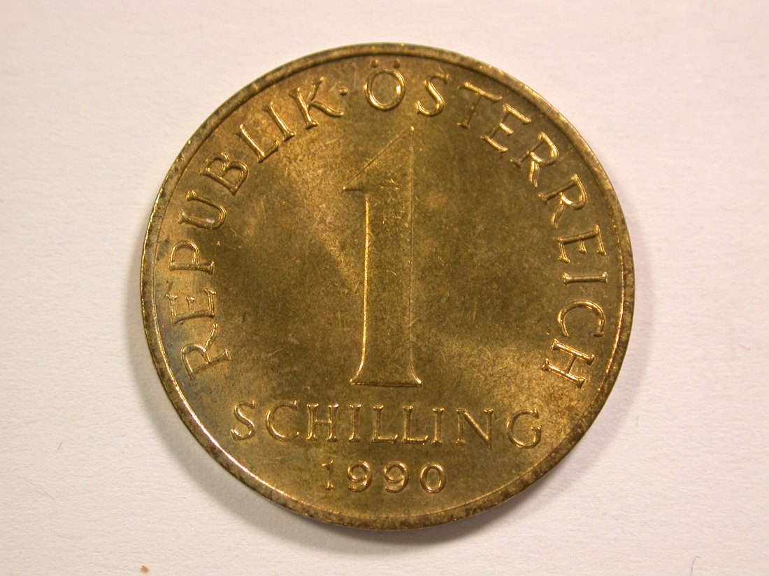  14304  Österreich 1 Schilling 1990 in prägefr. f.ST  Orginalbilder   