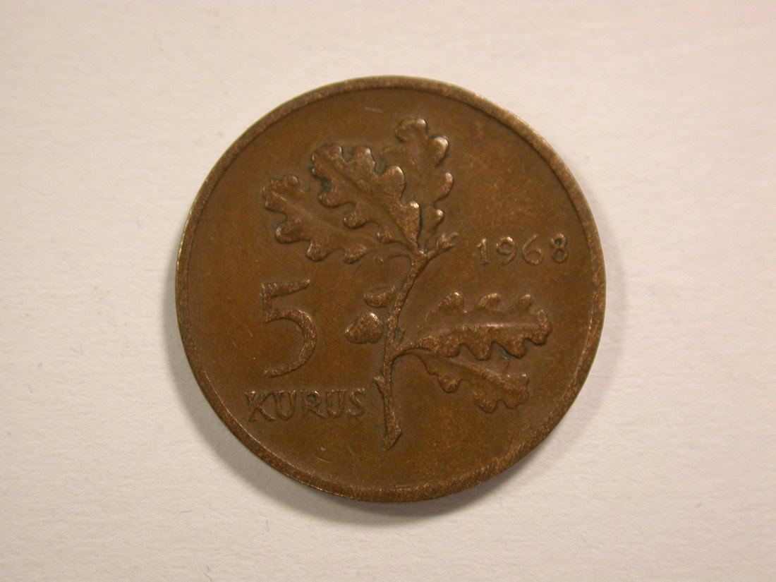 14304 Türkei 5 Kurus 1968 in ss-vz Orginalbilder