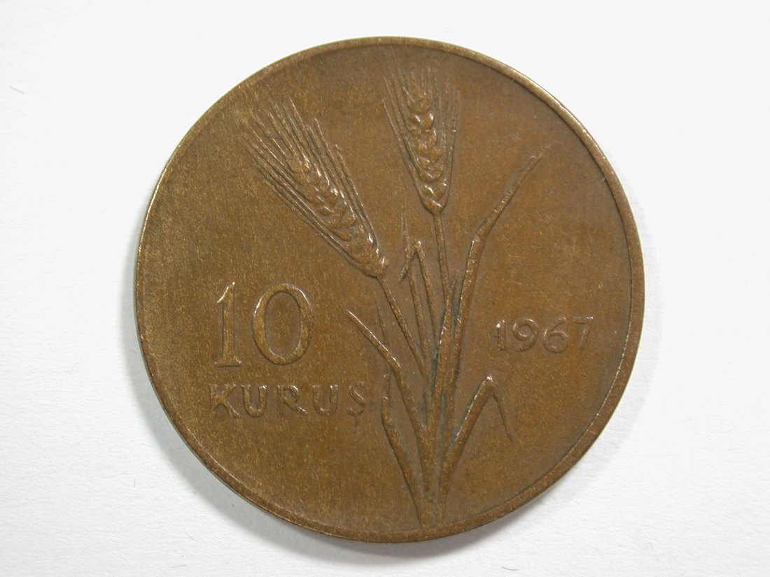  14304  Türkei 10 Kurus 1967 in f.vz  Orginalbilder   