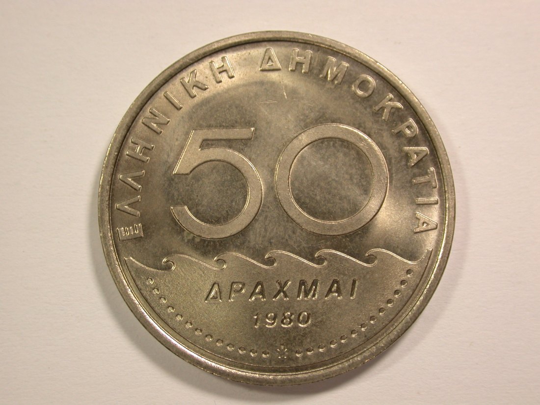  14306 Griechenland 50 Drachmen 1980 in ST-fein !! Orginalbilder !!   