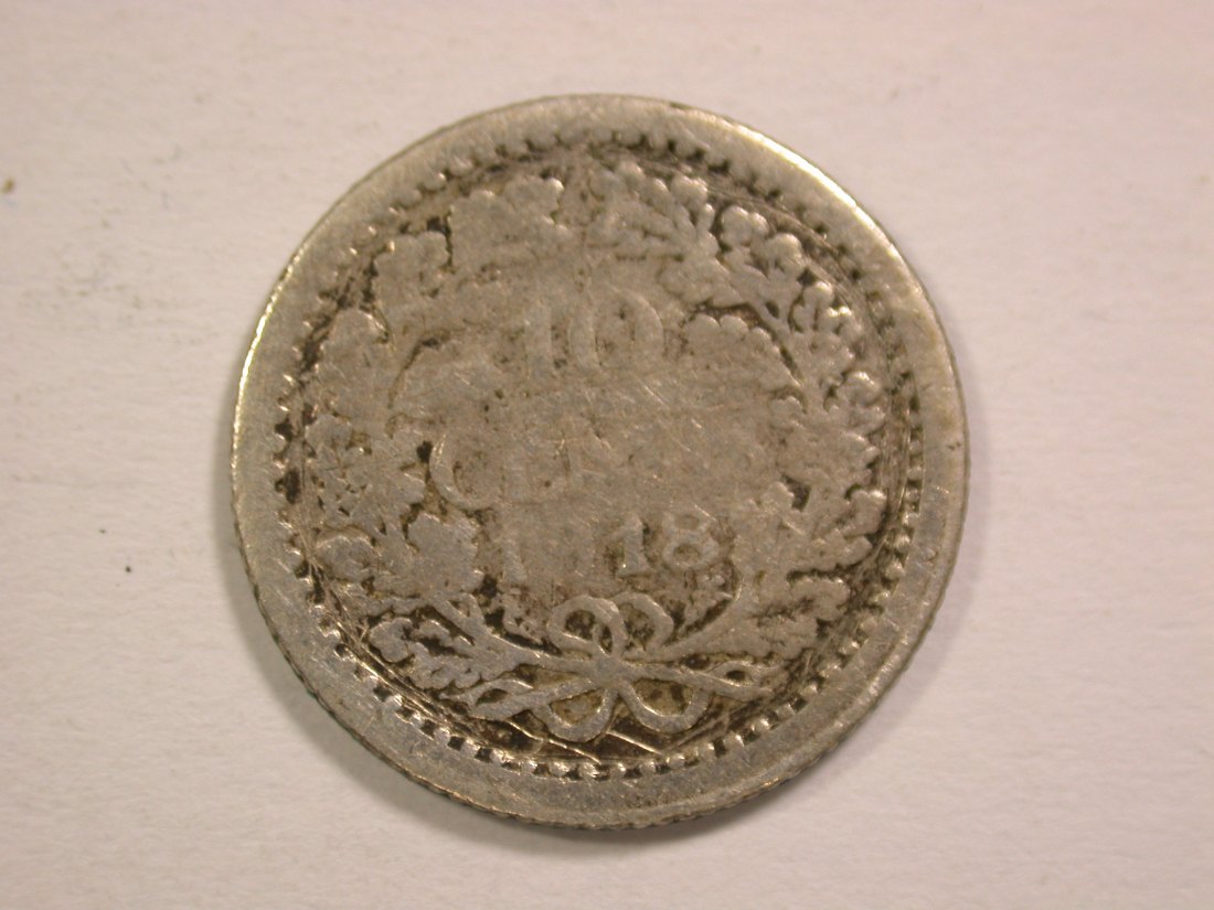  14308 Niederlande 10 Cent 1918 Silber in s-ss Orginalbilder   