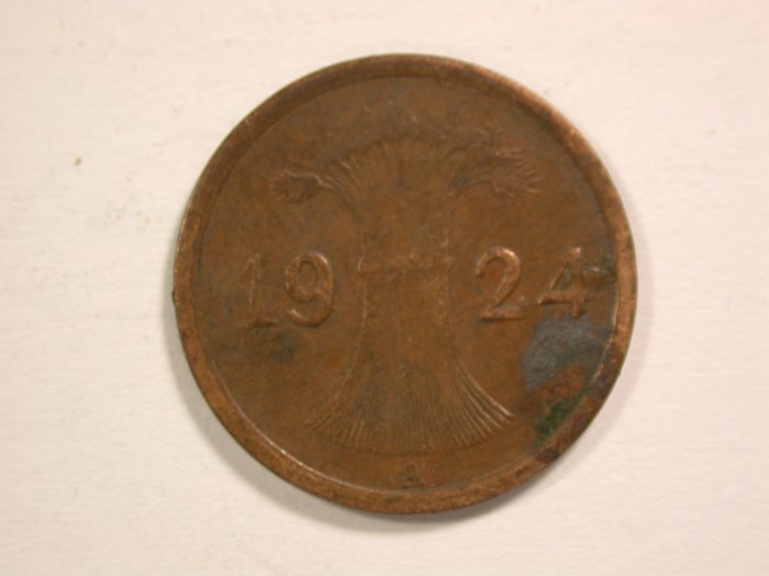 14308 Weimar 1 Reichs Pfennig 1924 A in f.ss Orginalbilder
