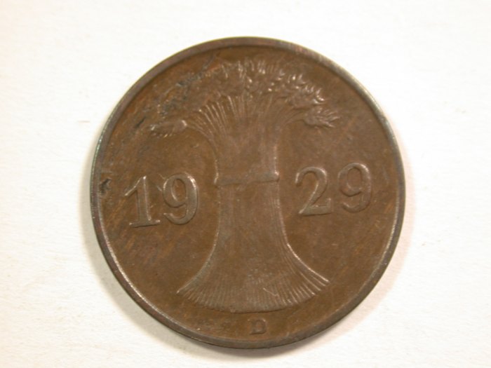 14308 Weimar 1 Reichs Pfennig 1929 D in ss Orginalbilder