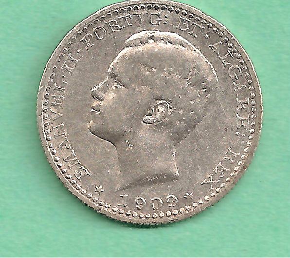  Portugal - 100 Reis 1909 Emanuel II Silber   