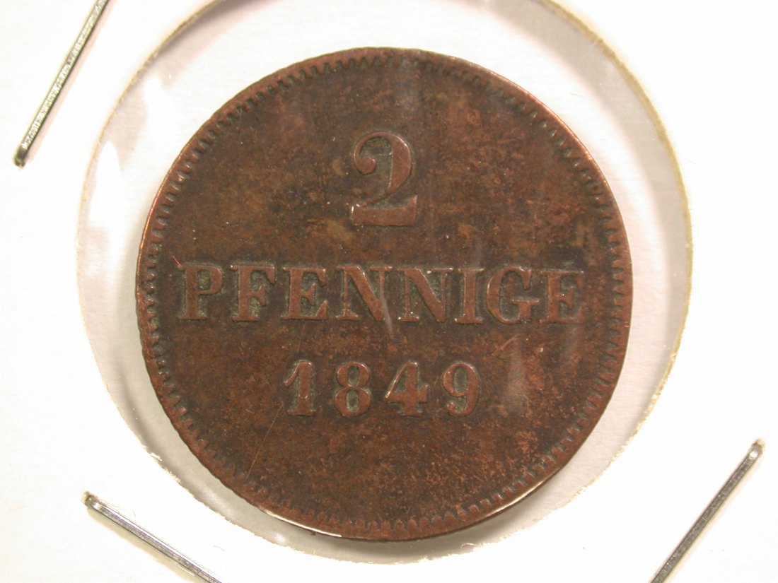  14309 Bayern  2 Pfennig 1849 R AKS157 in sehr schön Orginalbilder   