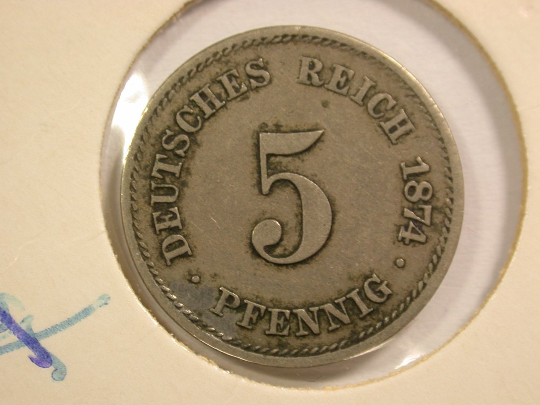  14309 KR 5 Pfennig 1874 E in f.vz  R Orginalbilder   