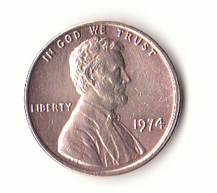  1 Cent USA 1974 ohne Münzzeichen  (H541)   