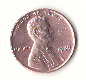  1 Cent USA 1980 ohne Münzzeichen  (H548)   