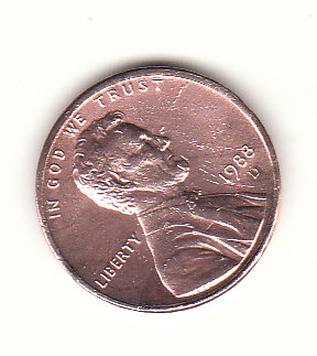  1 Cent USA 1988  Münzzeichen  D   (H567)   