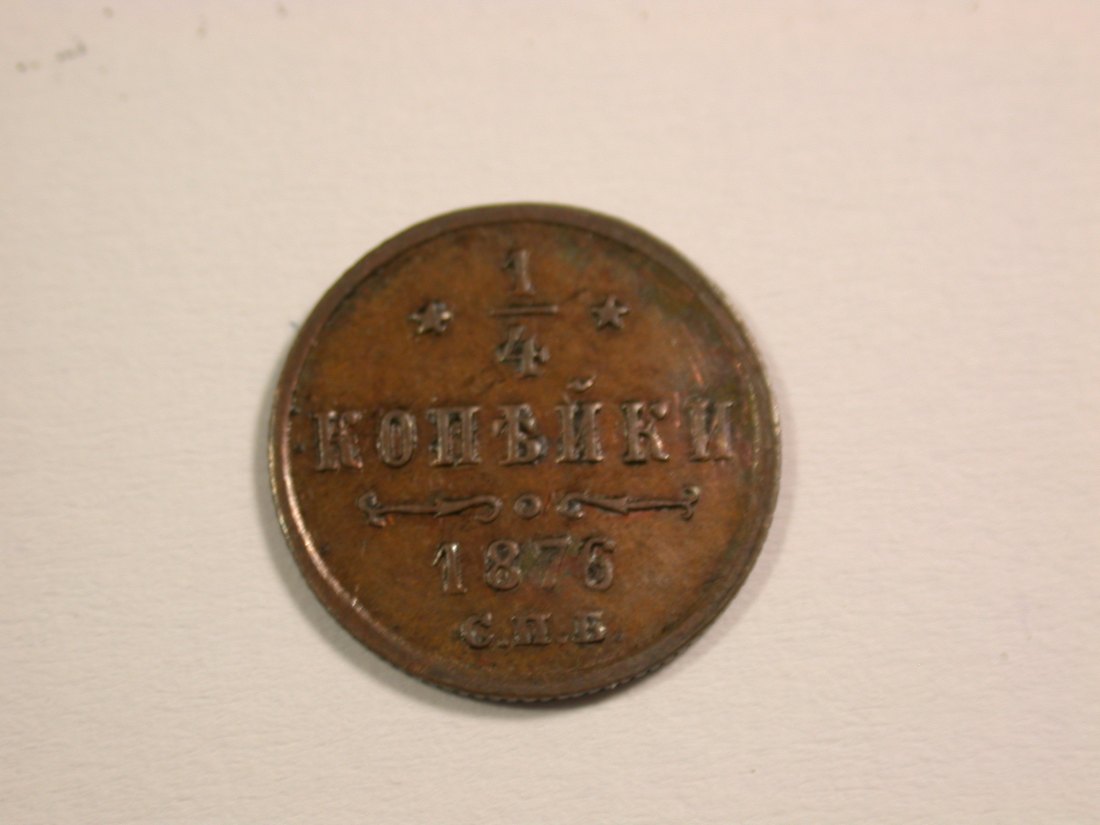 14310 Russland 1/4 Kopeke 1876 St.Petersburg vz-st/f.st l.gewellt Orginalbilder!