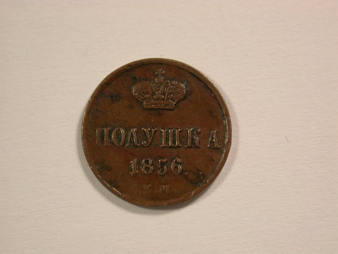  14310 Russland 1/4 Kopeke Poluschka 1856 E.M. Bitkin 378 in ss-vz/f.vz Orginalbilder!   