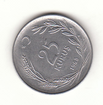  25 Kurus Türkei 1968 (H646)   