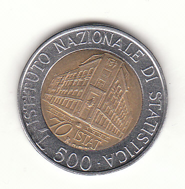 500 Lire Italien 1996 /70 Jahre Nationalinstitut für Statistik / (H651)