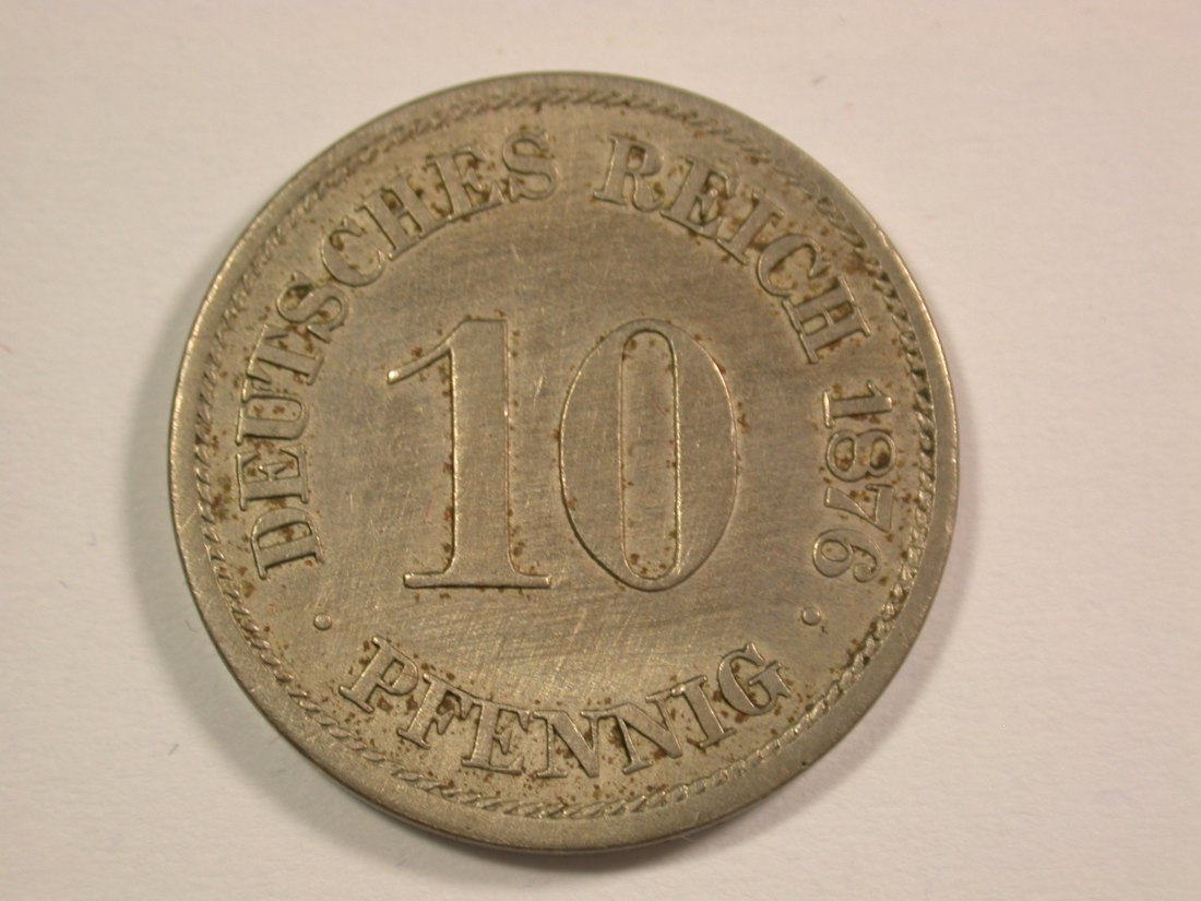  14011 KR  10 Pfennig 1876 J in ss+/ss-vz Orginalbilder   