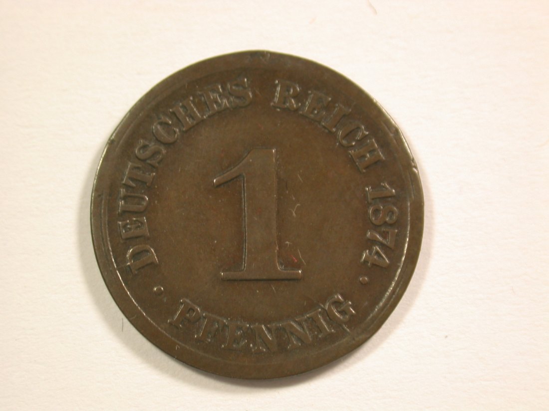  14011 KR  1 Pfennig 1874 G in f.ss/ss Orginalbilder   