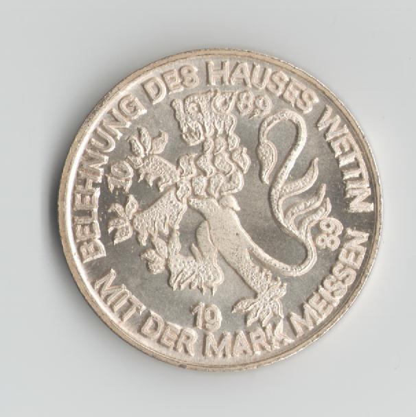 Medaille auf die Belehnung des Hauses Wettin mit der Mark Meissen aus dem Jahr 1989(k392)