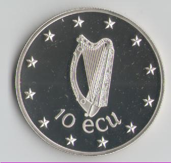  10 Ecu Irland 1990 in PP (Silber) Hirsch(k397)   