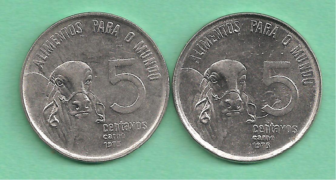  Brazil - zwei Münzen 5 Centavos 1975 - F.A.O   