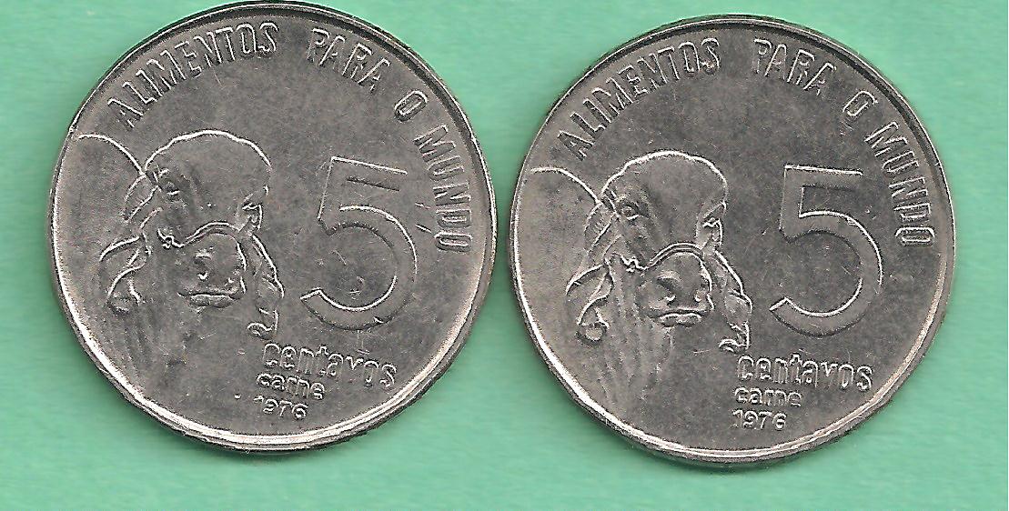  Brazil - zwei Münzen 5 Centavos 1976 - F.A.O   