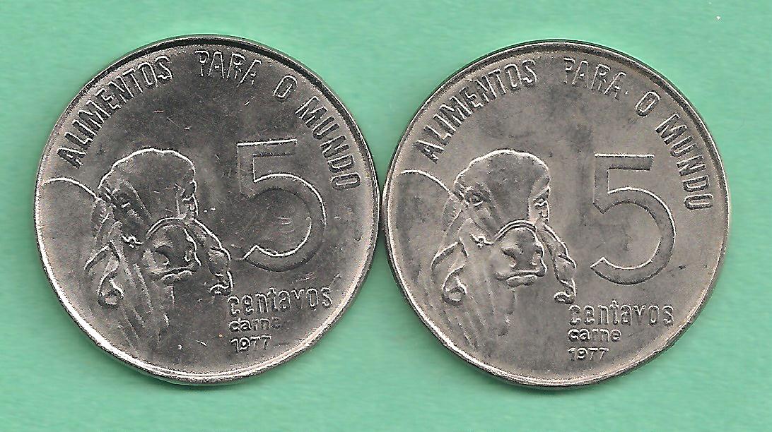  Brazil - zwei Münzen 5 Centavos 1977 - F.A.O   