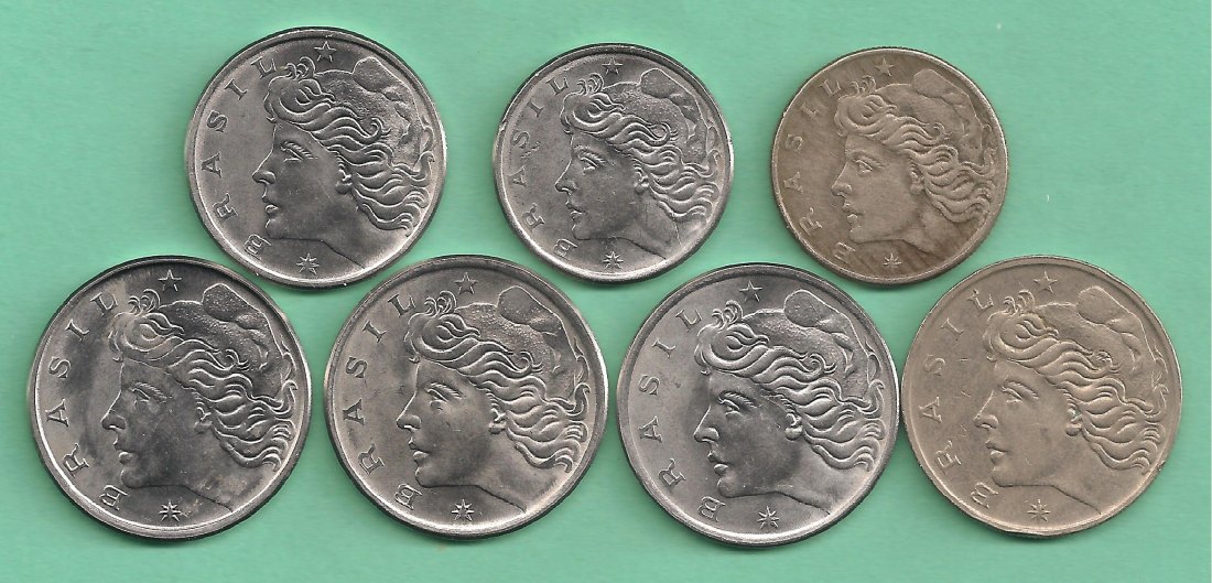  Brazil - sieben Münzen 10 -20 - 50 Centavos Jahren 1967-1979   