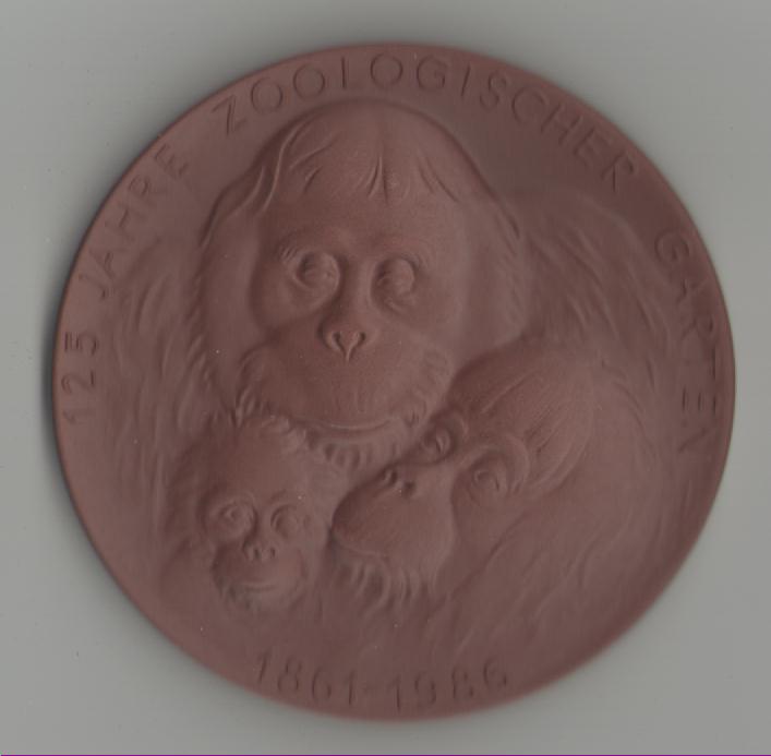  Porzellanmedaille 125 Jahre Dresdener Zoo(k401)   