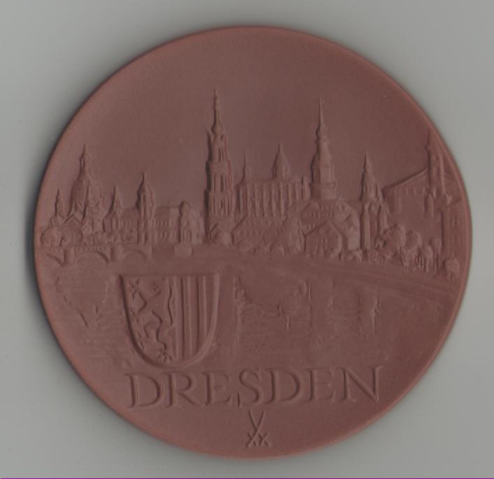  Porzellanmedaille 125 Jahre Dresdener Zoo(k401)   