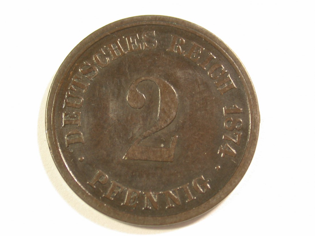  14013 KR  2 Pfennig 1874 D in ss  Orginalbilder   