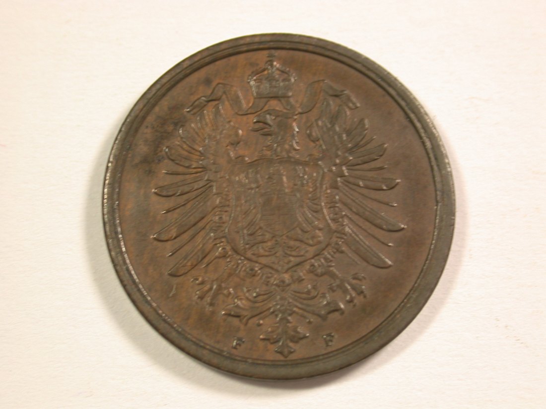  14013 KR  2 Pfennig 1874 F in vz-st/f.st RR  Orginalbilder   