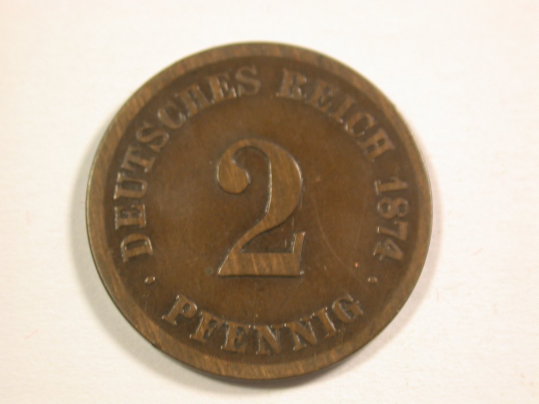 14013 KR 2 Pfennig 1874 H in f.ss RR Orginalbilder