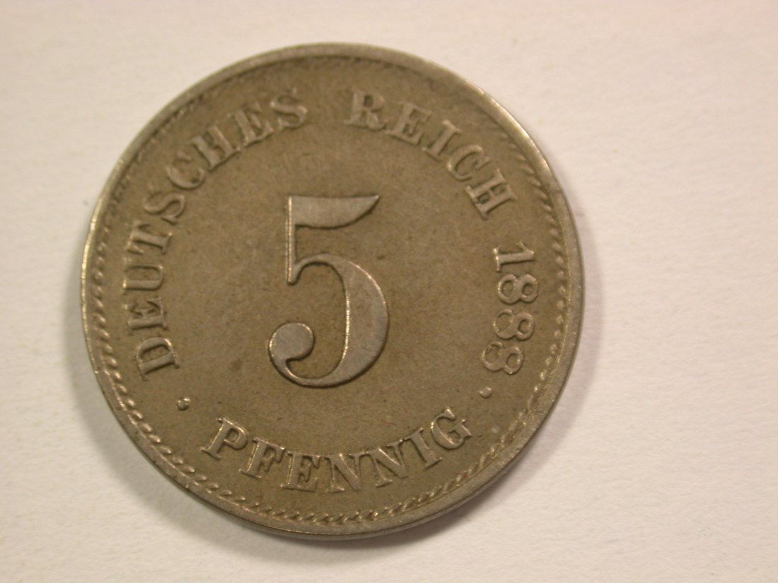  14013 KR  5 Pfennig 1888 D in fast vz  Orginalbilder   