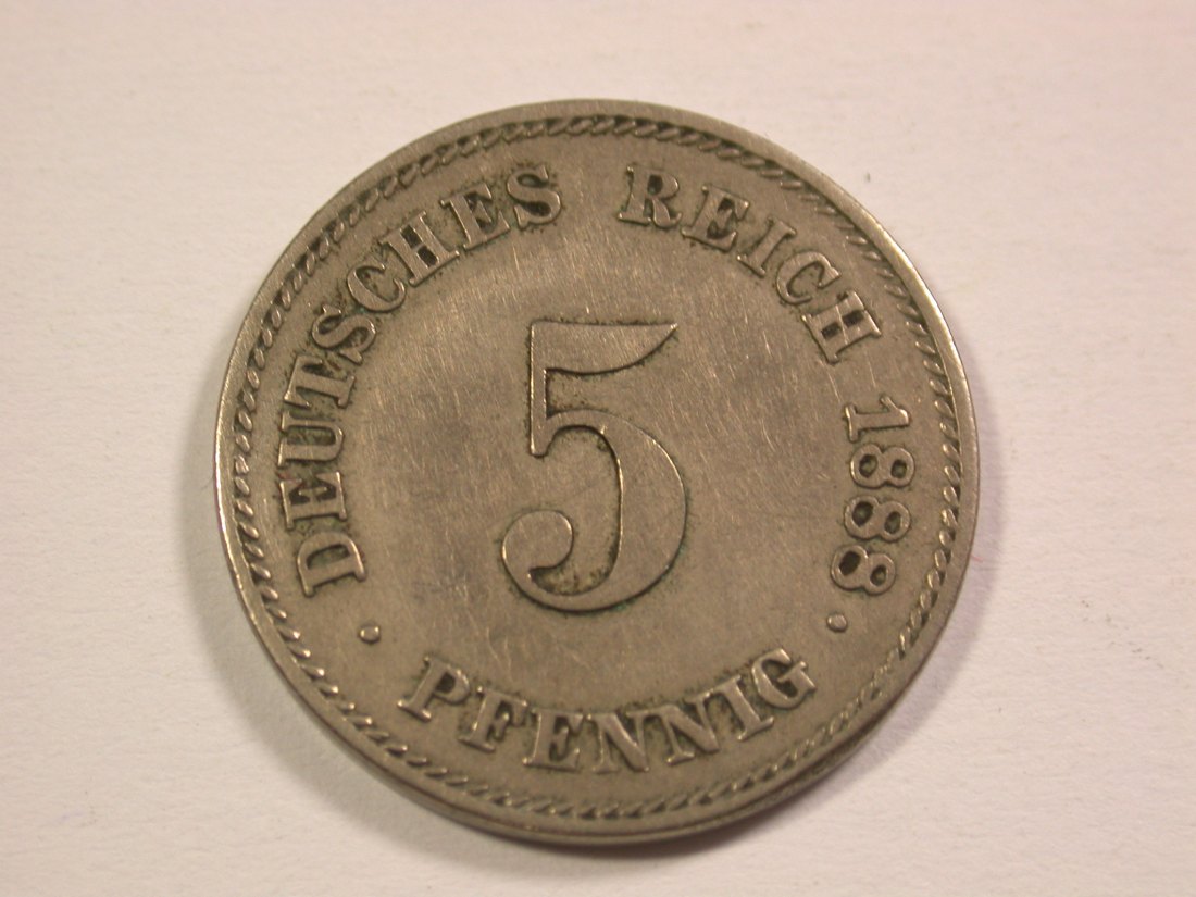 14013 KR 5 Pfennig 1888 E in ss+/ss-vz Orginalbilder