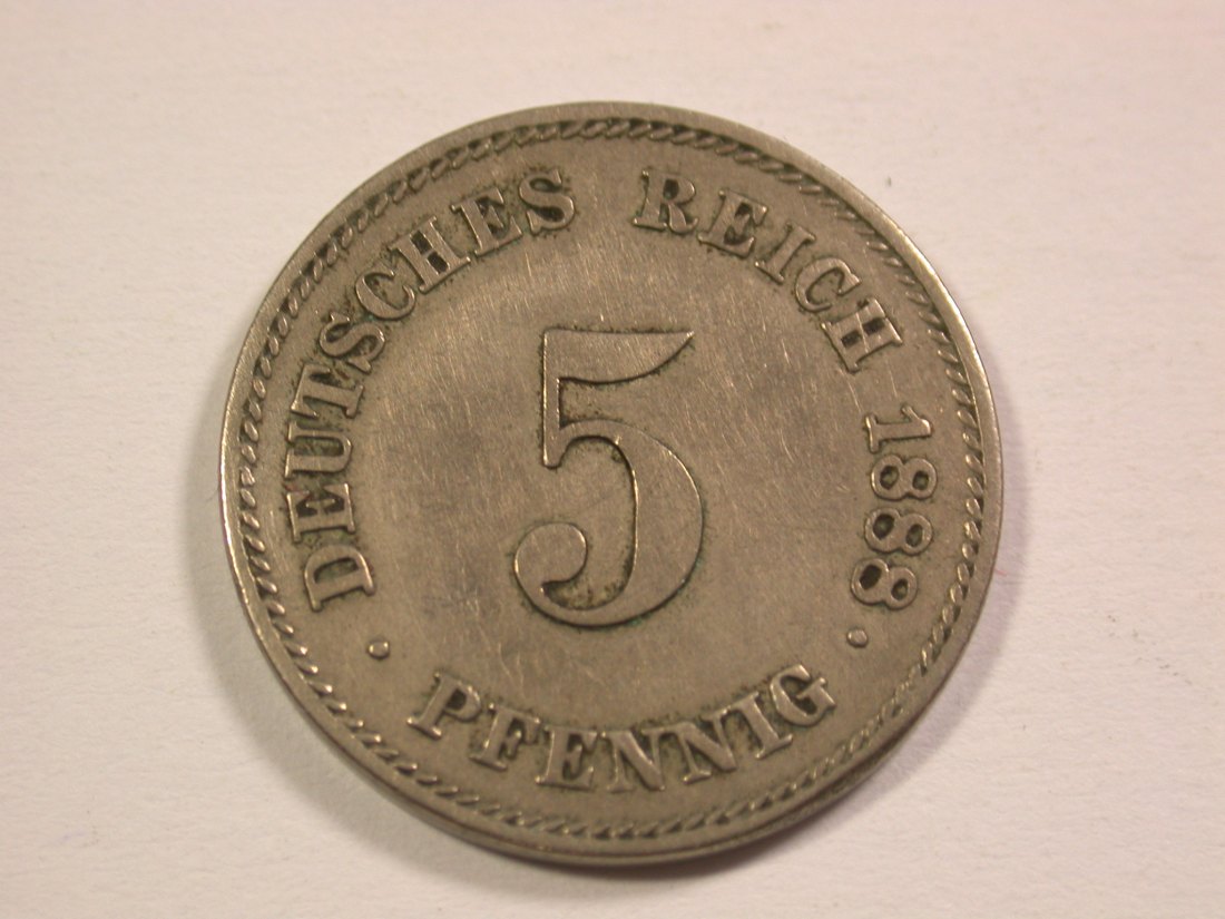  14013 KR  5 Pfennig 1888 E in ss+/ss-vz  Orginalbilder   