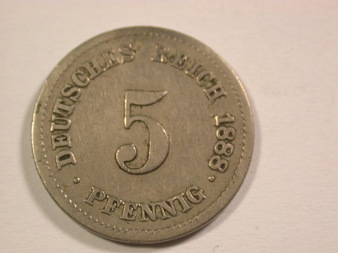  14013 KR  5 Pfennig 1888 F in f.ss  Orginalbilder   