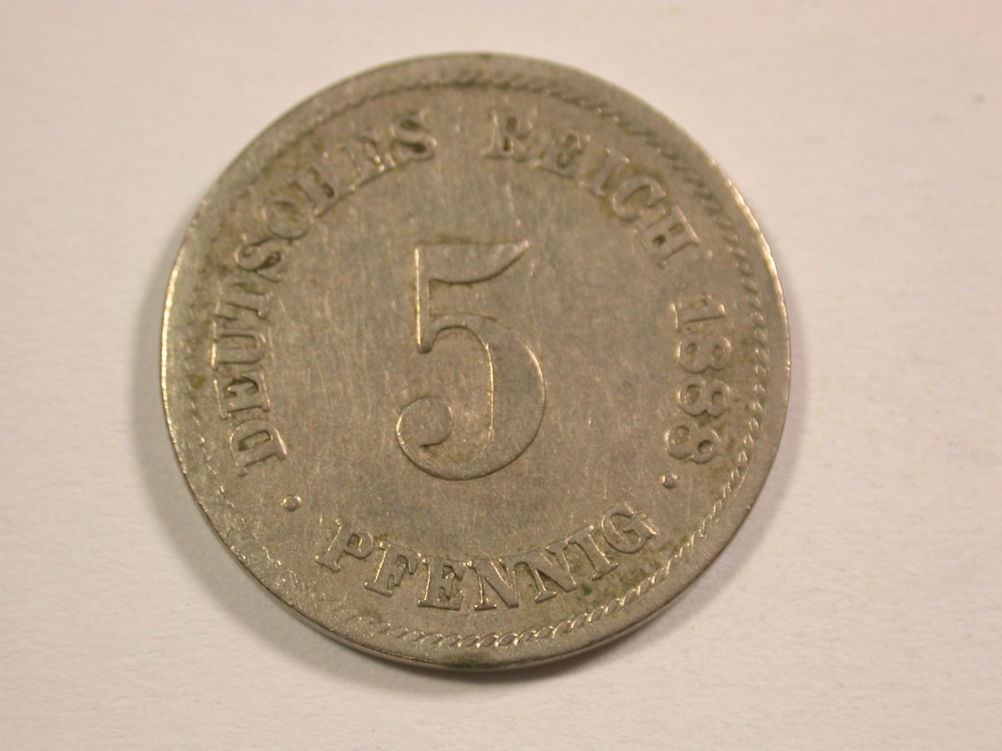 14013 KR 5 Pfennig 1888 J in schön+ Orginalbilder