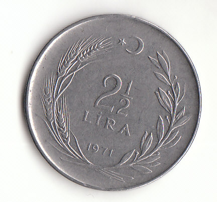  2  1/2 Lira Türkei 1971 (H949)   