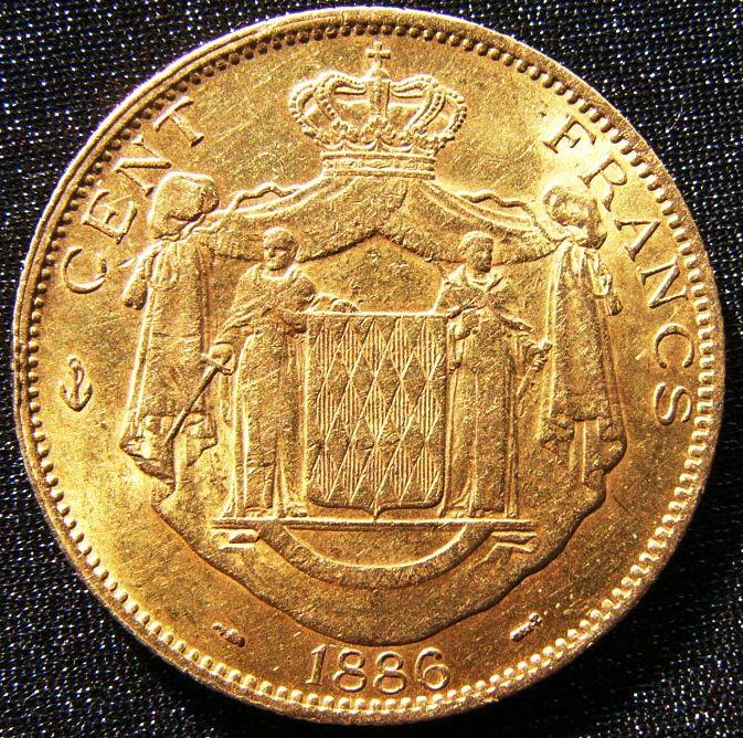 Monaco 100 franc 1886 gold