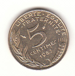  5 Centimes Frankreich 1987 (H108)   