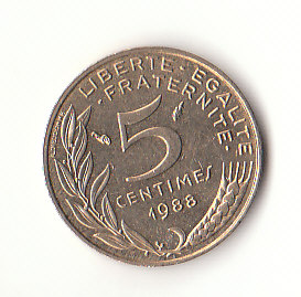 5 Centimes Frankreich 1988 (F520)   