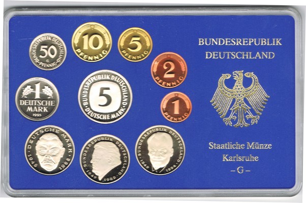  Deutschland  Kursmünzensatz  Staatliche Münze Karlsruhe 1995 G   PP   