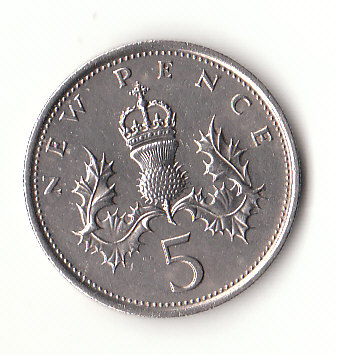  5 New Pence Großbritannien 1975 (B162)   