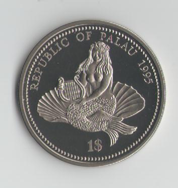 1 Dollar Palau Farbmünze 1995 (Meerjungfrau)(k442)