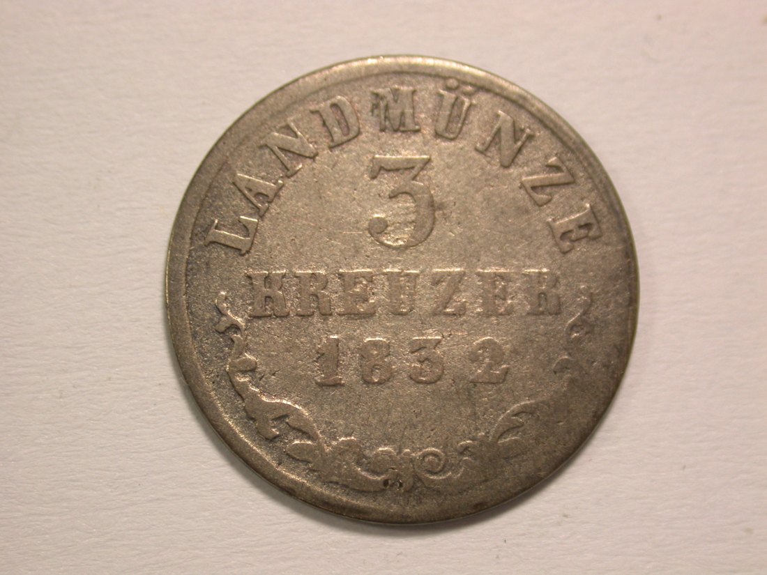 15101 Sachsen Meiningen 3 Kreuzer 1832 R! in sehr schön Orginalbilder