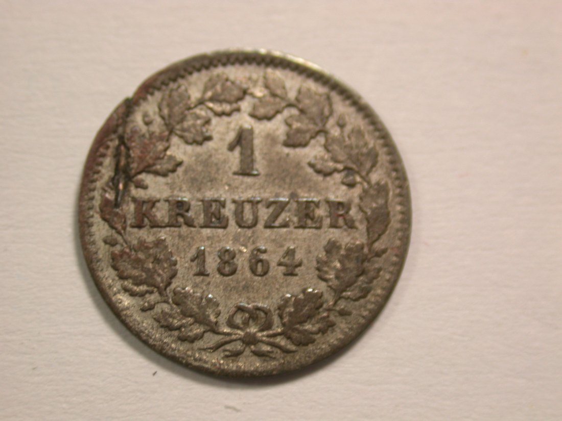  15101 Sachsen Meiningen  1 Kreuzer 1864 in ss-vz Orginalbilder   