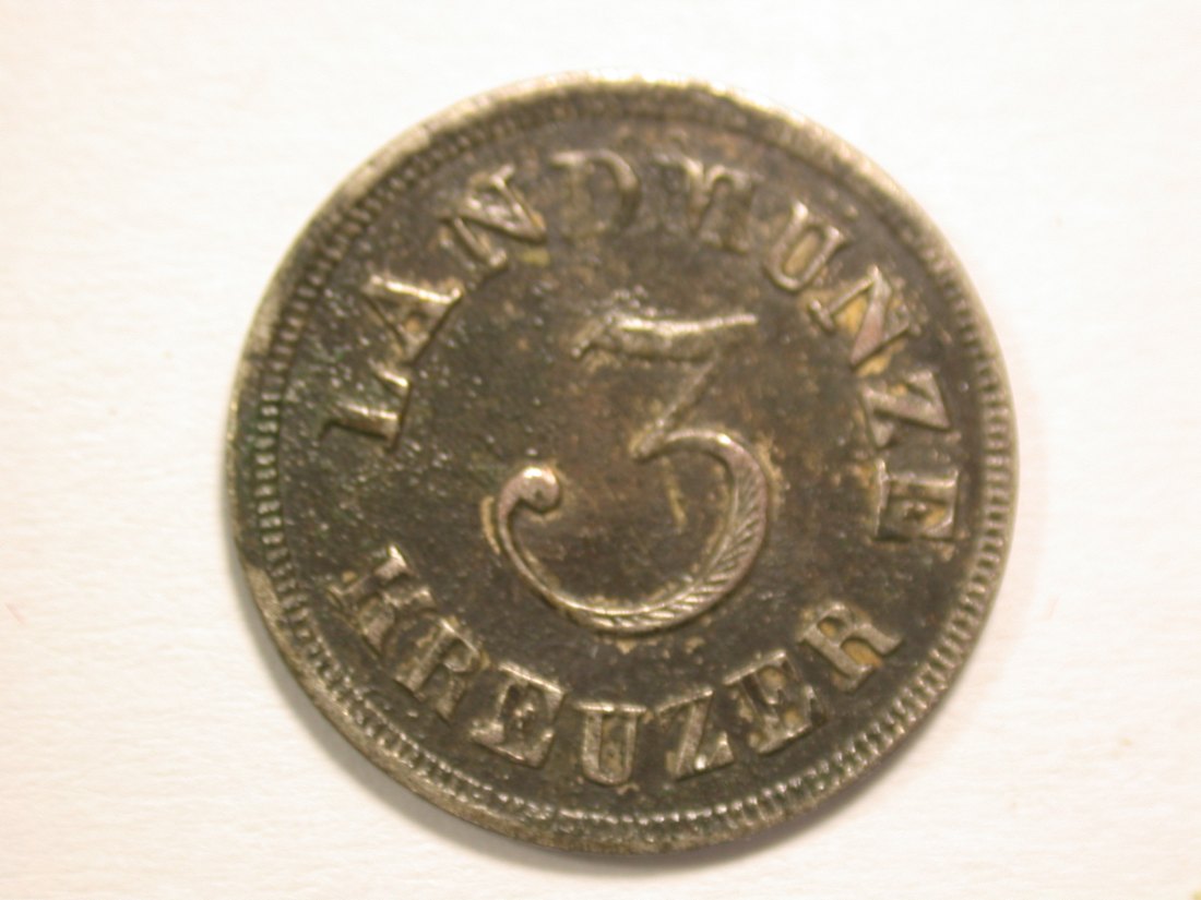 15101 Sachsen Meiningen 3 Kreuzer 1829 in f.vz/vz geschwärzt Orginalbilder
