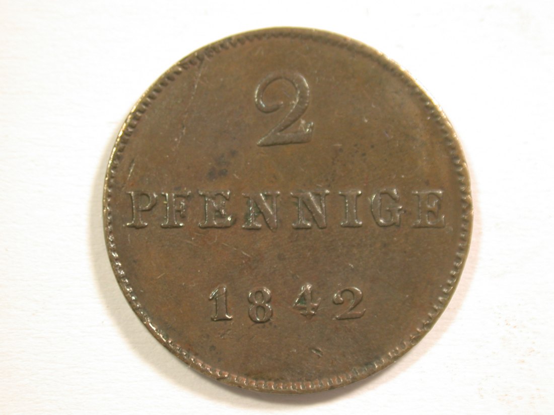 15101 Sachsen Meiningen 2 Pfennig 1842 mit Schleife RR Orginalbilder